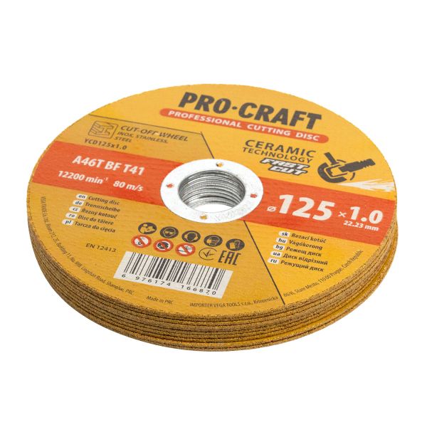 Диск відрізний керамічний Procraft YCD125x1.0b 125 мм 1,0 мм 22,2 мм 10 шт/уп